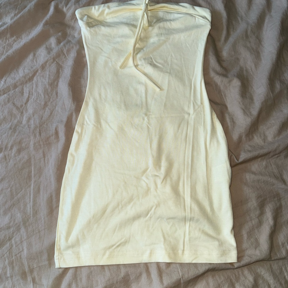 SHEIN Cream Strapless Dress
